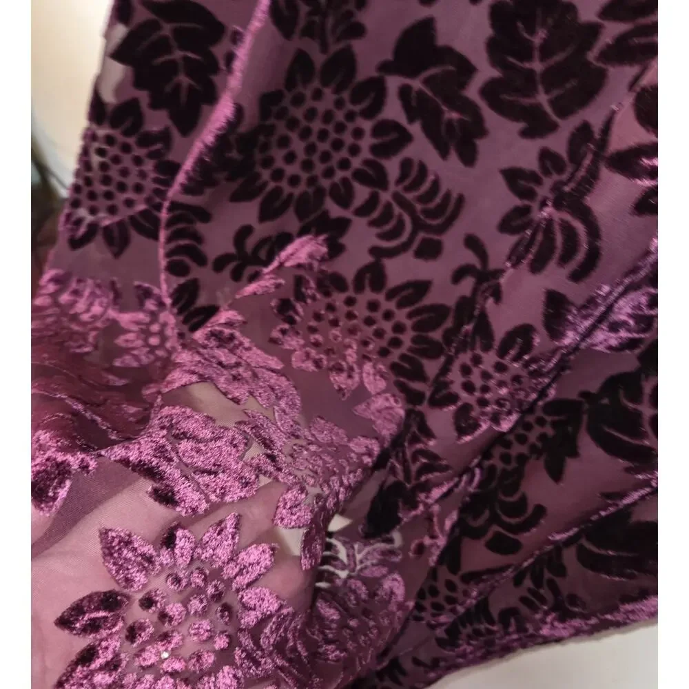 VTG Katy D Deep Maroon Babydoll Velour Velvet Burnout Dress PLUS 18/20 Floral
